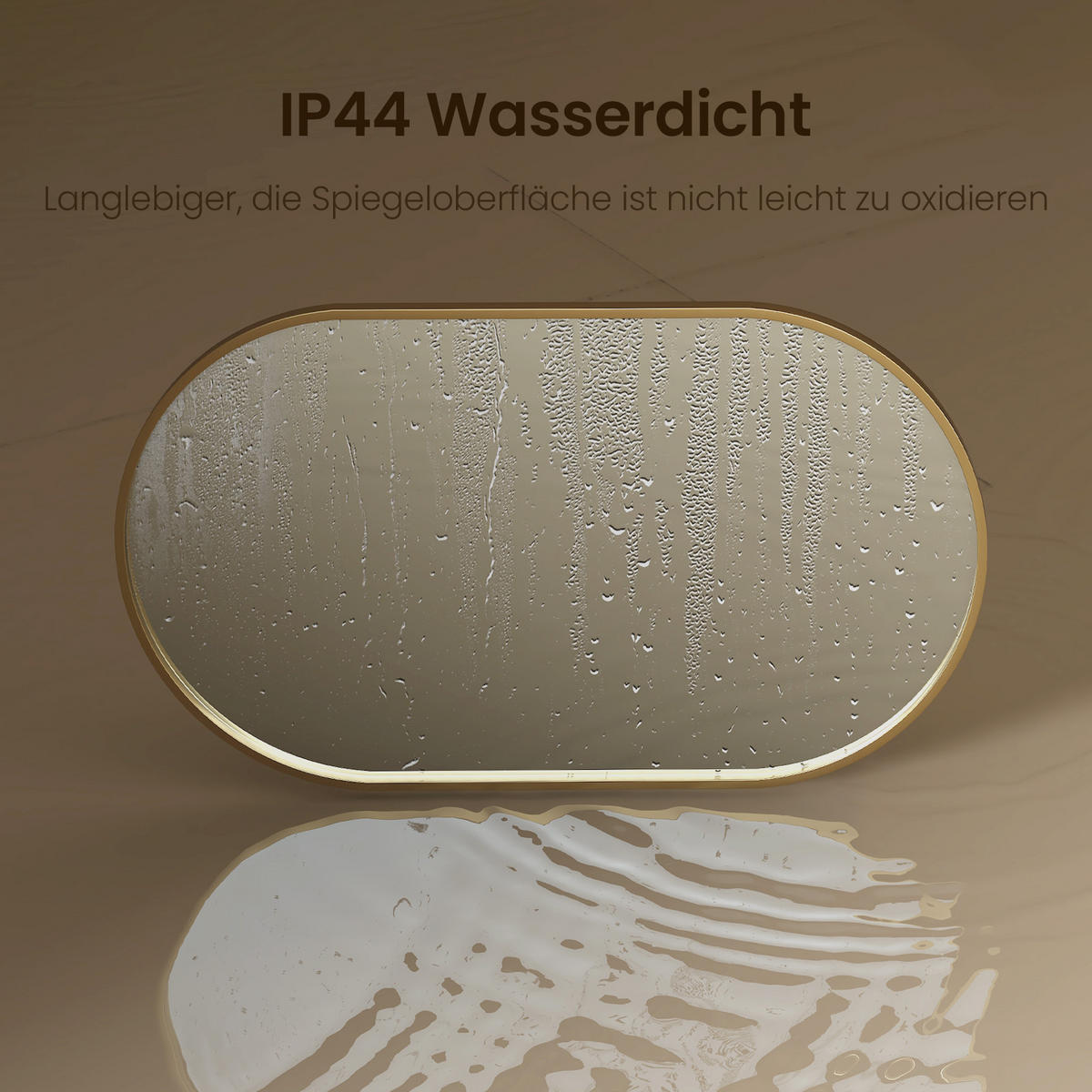 WANDSPIEGEL Glasspiegel Oval Gold 60/45/2 cm - Goldfarben, Glas (45/60/2cm) - EMKE