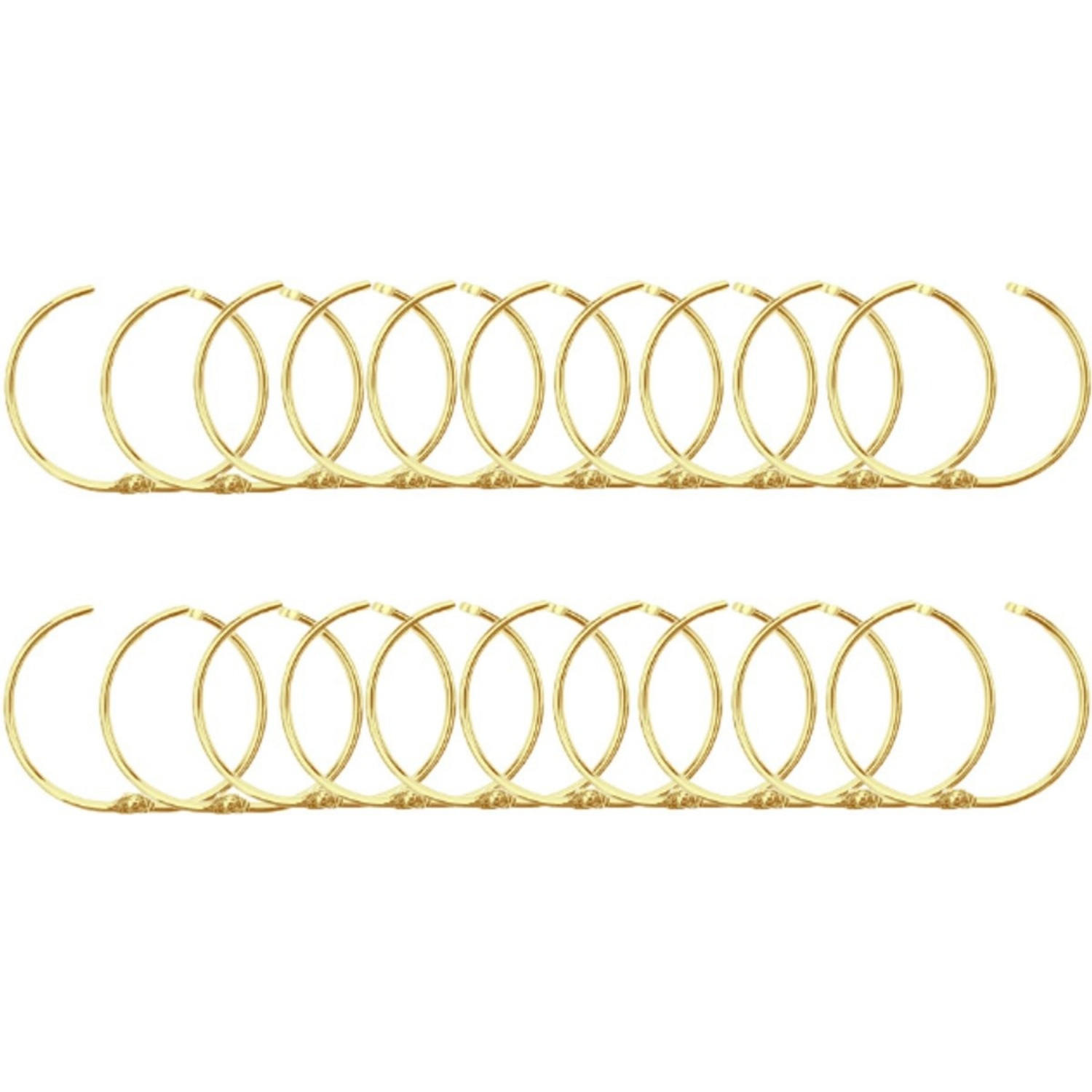DUSCHVORHANGRINGE 20er-Set Vergoldet Metall Innendurchmesser 5 cm Clic rund - Goldfarben, Metall (5/5/5cm) - MCBOSON