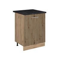 SPODNÍ SKŘÍŇKA KUCHYŇSKÉ LINKY R-Line, Řemeslný dub/Zlatý mocný dub, 60 cm s 1 dveřmi pracovná doska antracitová - dub artisan/barva dubu, kompozitní dřevo (60/81.6/60cm) - Vicco
