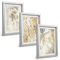 BILDER SET 3er Set - 20x30 cm Silberner Rahmen - Abstrakte Muster in Beige und Grau - Silberfarben, Kunststoff (20/30cm) - TULUP
