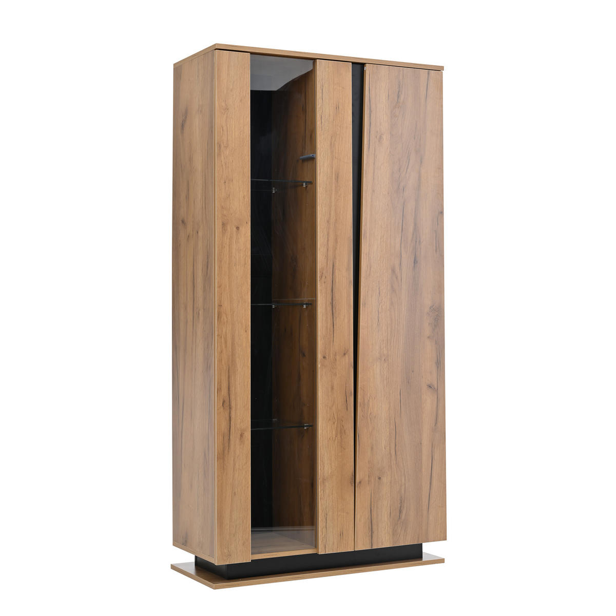 VITRINE Natur-Schwarz 80/35/160 cm - Naturfarben, Holzwerkstoff (80/160/35cm) - PANGIVO
