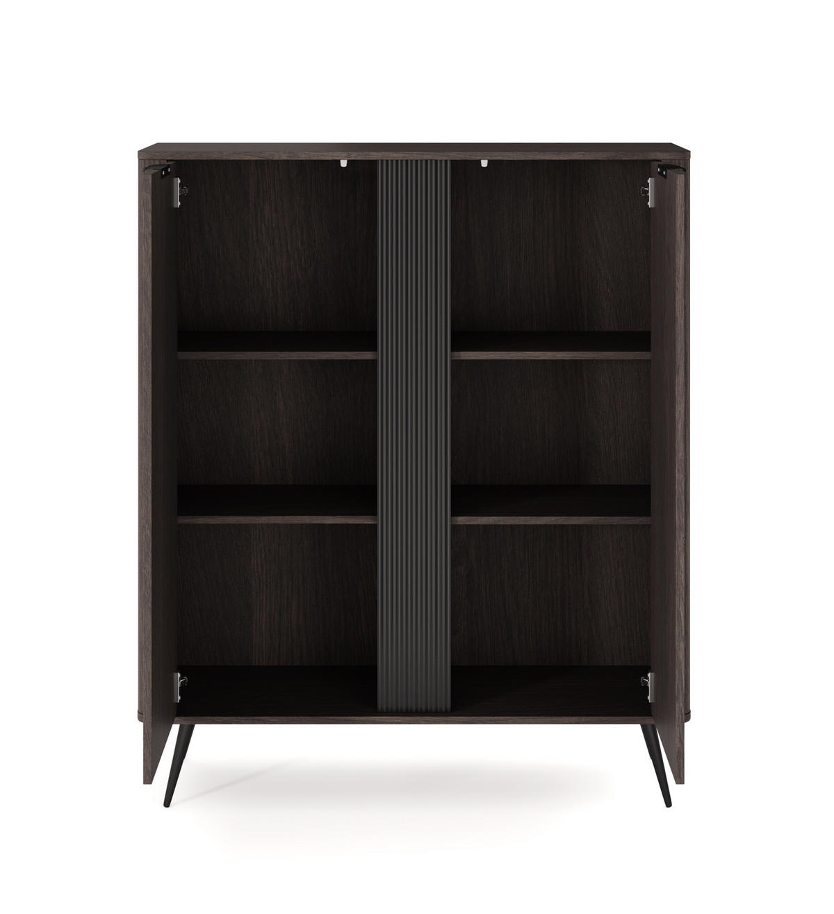 HIGHBOARD Terzo 2D Eiche Dunin mit Rillendekor - Schwarz Metallfüße - Eichefarben/Schwarz, Holz/Holzwerkstoff (113/134/38cm) - Ravio