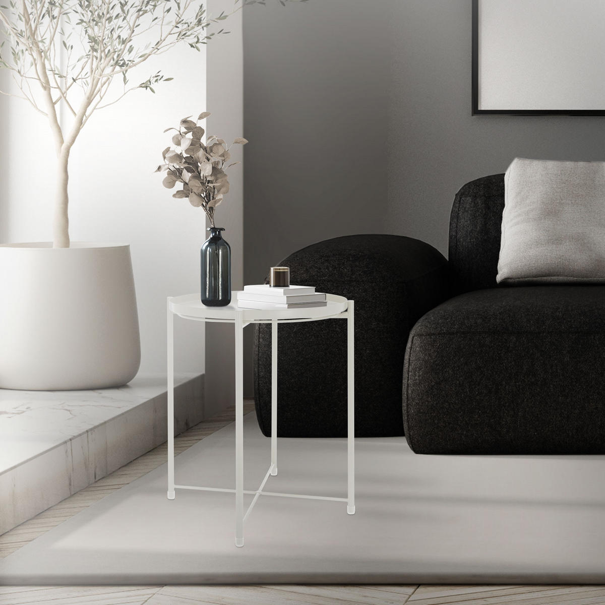 BEISTELLTISCH Rund Weiß 45/52 cm - Weiß, Metall (52/45/52cm) - ML-DESIGN