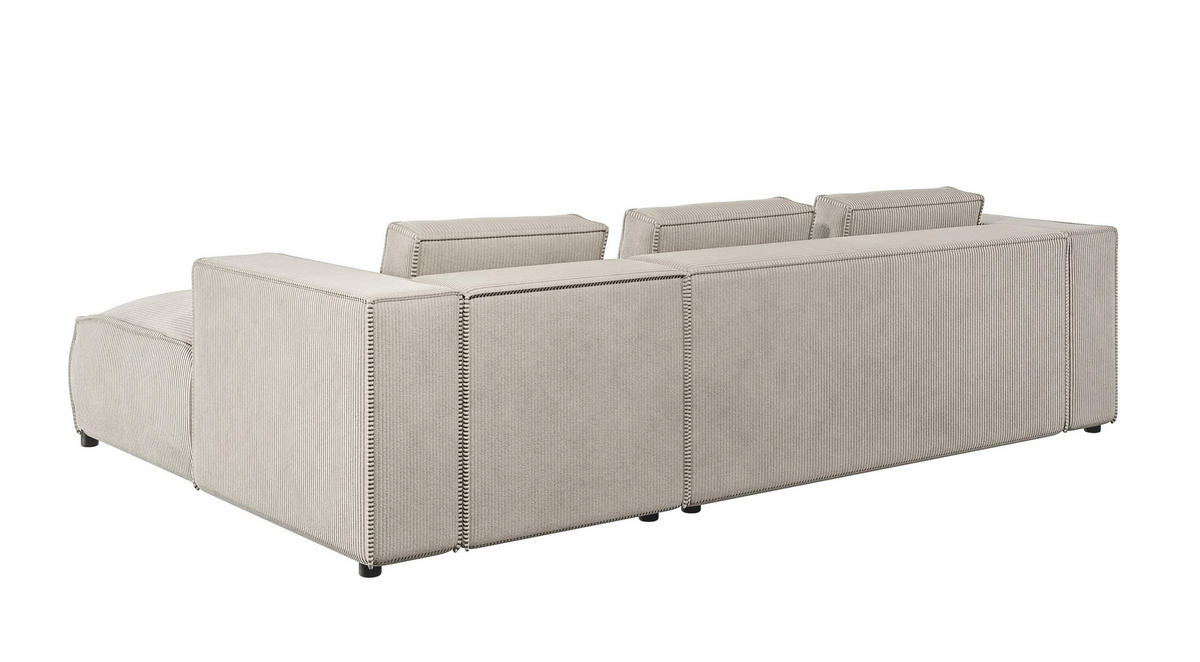 ECKSOFA Nova Beige Cord, Ottomane rechts - Beige/Schwarz, Holz/Kunststoff (262/176cm) - S-Style Möbel
