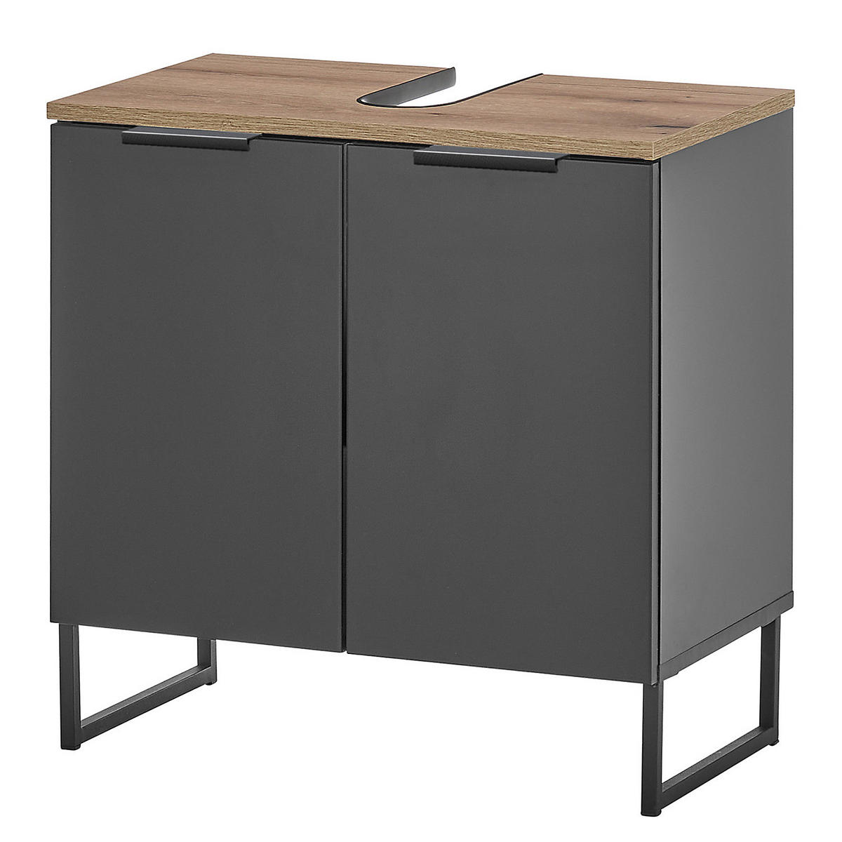 WASCHBECKENUNTERSCHRANK mit 2 Türen - Schwarz, Holzwerkstoff (60/60/35cm) - home24