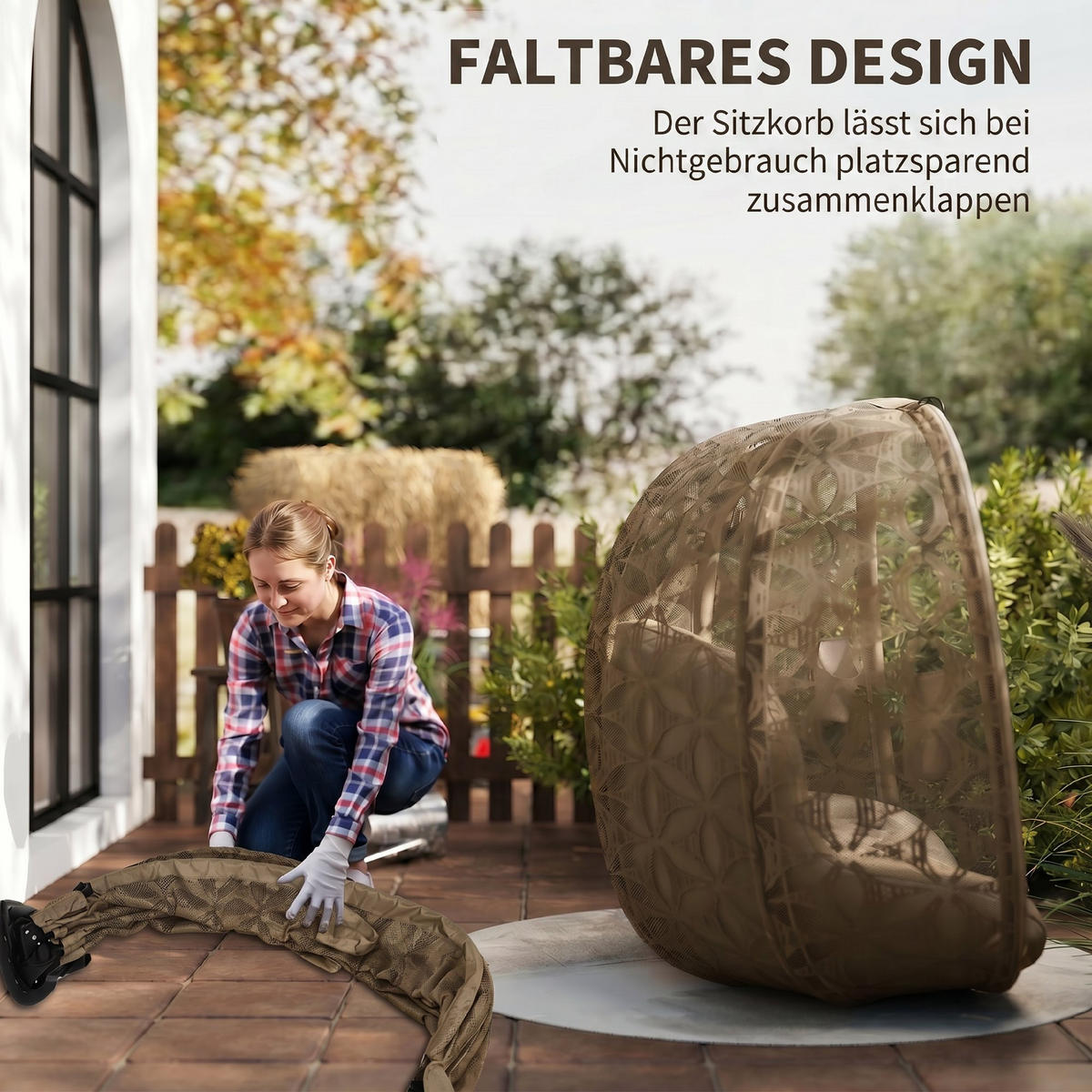 DOPPELHÄNGESESSEL, mit Gestell, klappbar ohne Gestell - Grau, Metall (73/23/112cm) - Vallsero