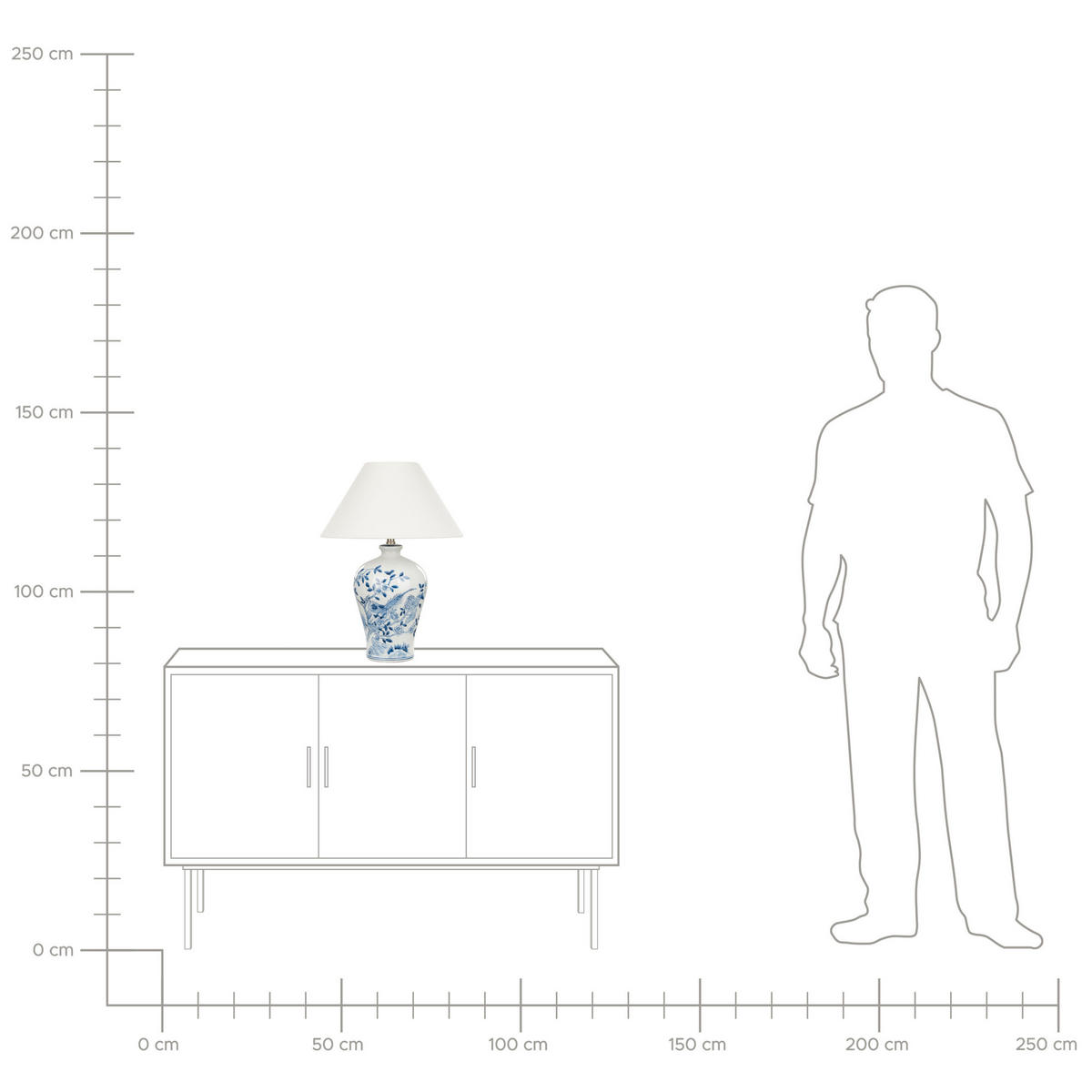 TISCHLAMPE Weiß Magros - Blau/Weiß, Keramik (40/40/55cm) - Beliani