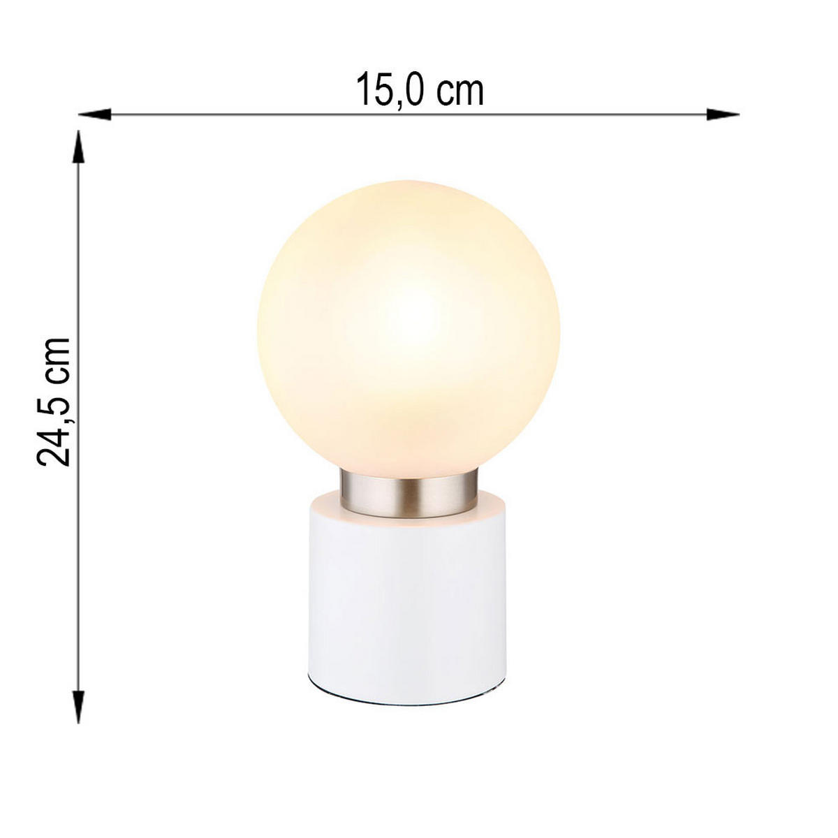 TISCHLEUCHTE Metall Weiß 2er Set - Weiß, Glas (15/15/24.5cm) - Globo Lighting