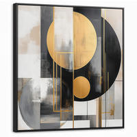 LEINWAND Bilder mit Rahmen - Abstrakt - Gold - Silber - Formen - Ästhetisch - Modern - 90x90 - Goldfarben, Textil (90/90cm) - MuchoWow