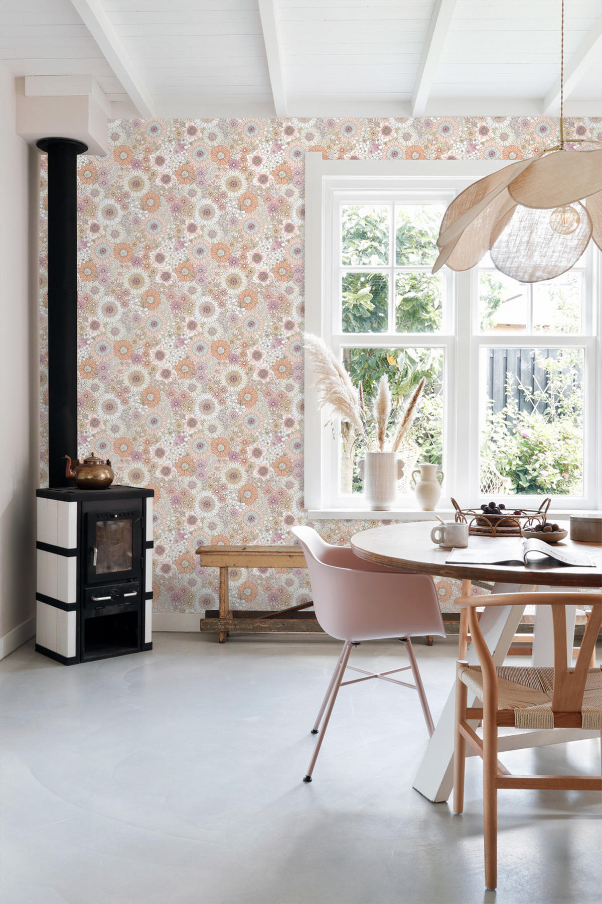 TAPETE Retro Blumen 50 x 900 cm - Beige, Papier (50/900cm) - ESTAhome