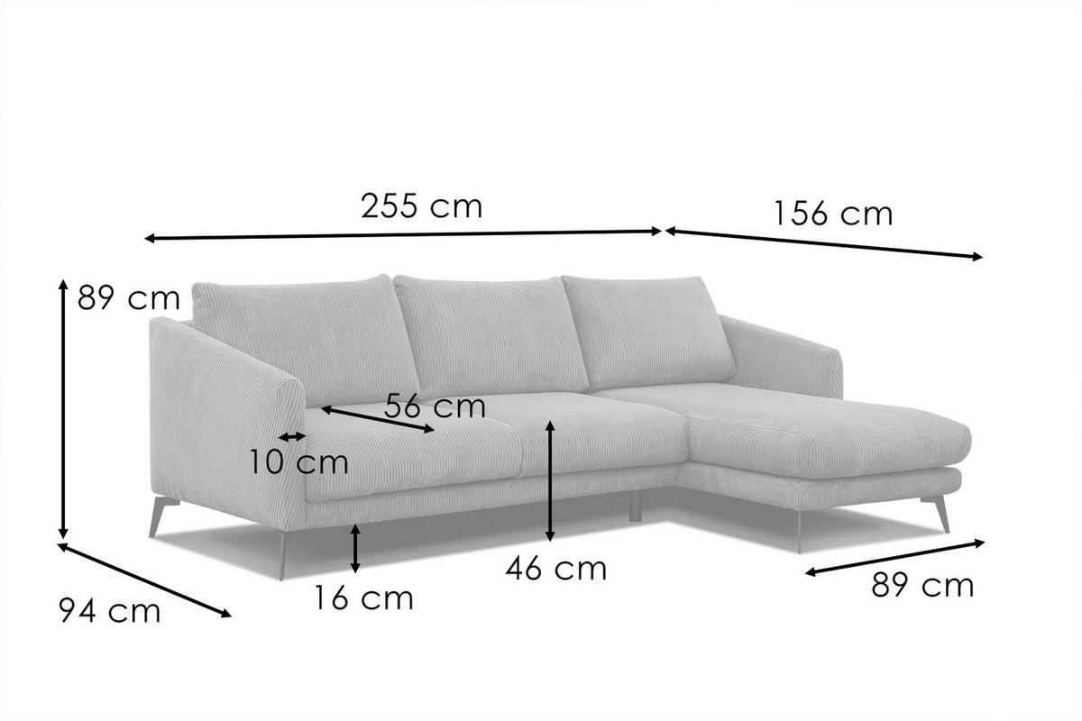 ECKSOFA VILT 4-Sitzer, weiß - Schwarz/Weiß, Holzwerkstoff/Textil (255/156cm) - Courtois Laville