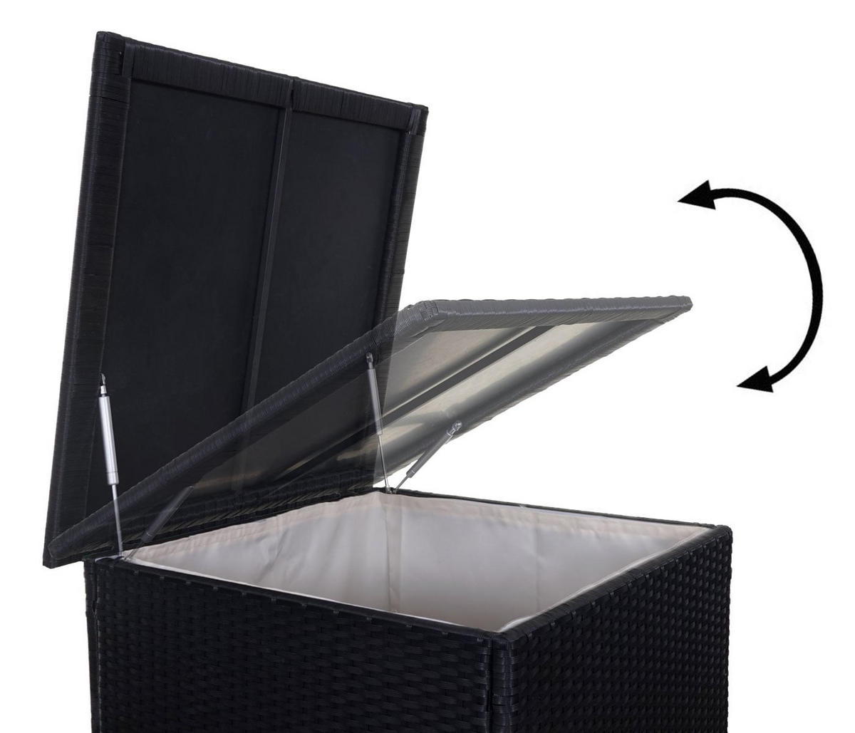 GARTEN-SET Poly-Rattan Anthrazit Kissen Dunkelgrau - Anthrazit, Metall - PROREGAL