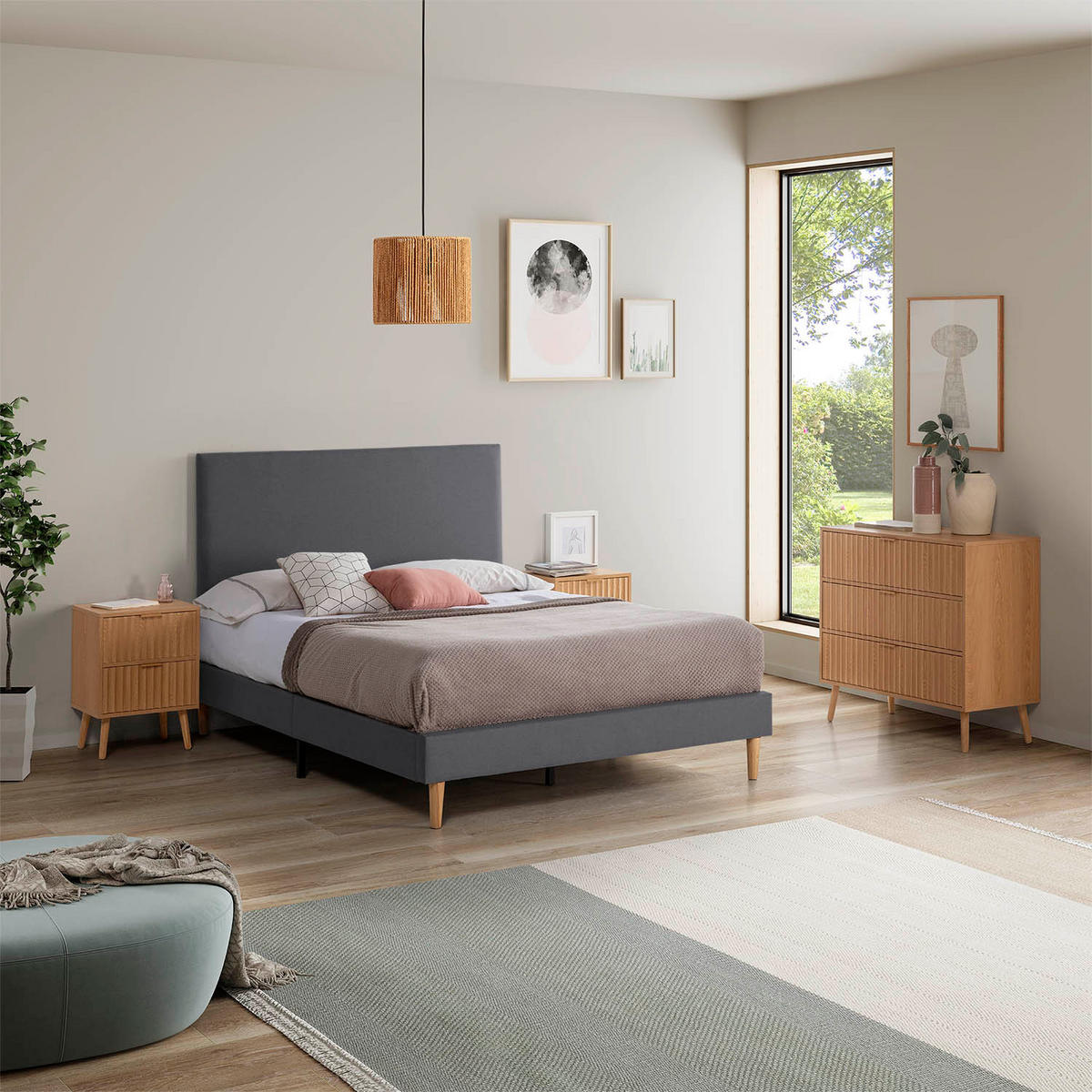 POLSTERBETT 90x190 cm Aura, Dunkelgrau - Dunkelgrau, Textil (190/90/30cm) - VS Venta-stock