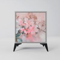 SIDEBOARD CHERRY BLOSSOM, Grau, 57,5x42x70,5 cm, Schwarze Metall-Sternfüße - Multicolor/Schwarz, Holzwerkstoff/Metall (57.5/70.5/42cm) - SpaceRebels