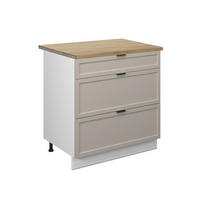 KÜCHENUNTERSCHRANK Fame-Line GrauBeige 80 cm mit 3 Schubladen, AP Eiche - Greige/Weiß, Holzwerkstoff (80/82/60cm) - Vicco