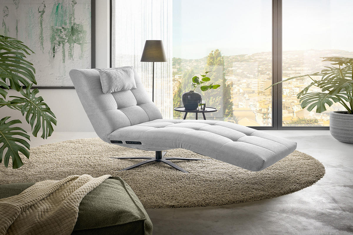RELAXLIEGE LETICIA Silber Cord - Silberfarben/Schwarz, Textil/Metall (82/115/156cm) - KAWOLA