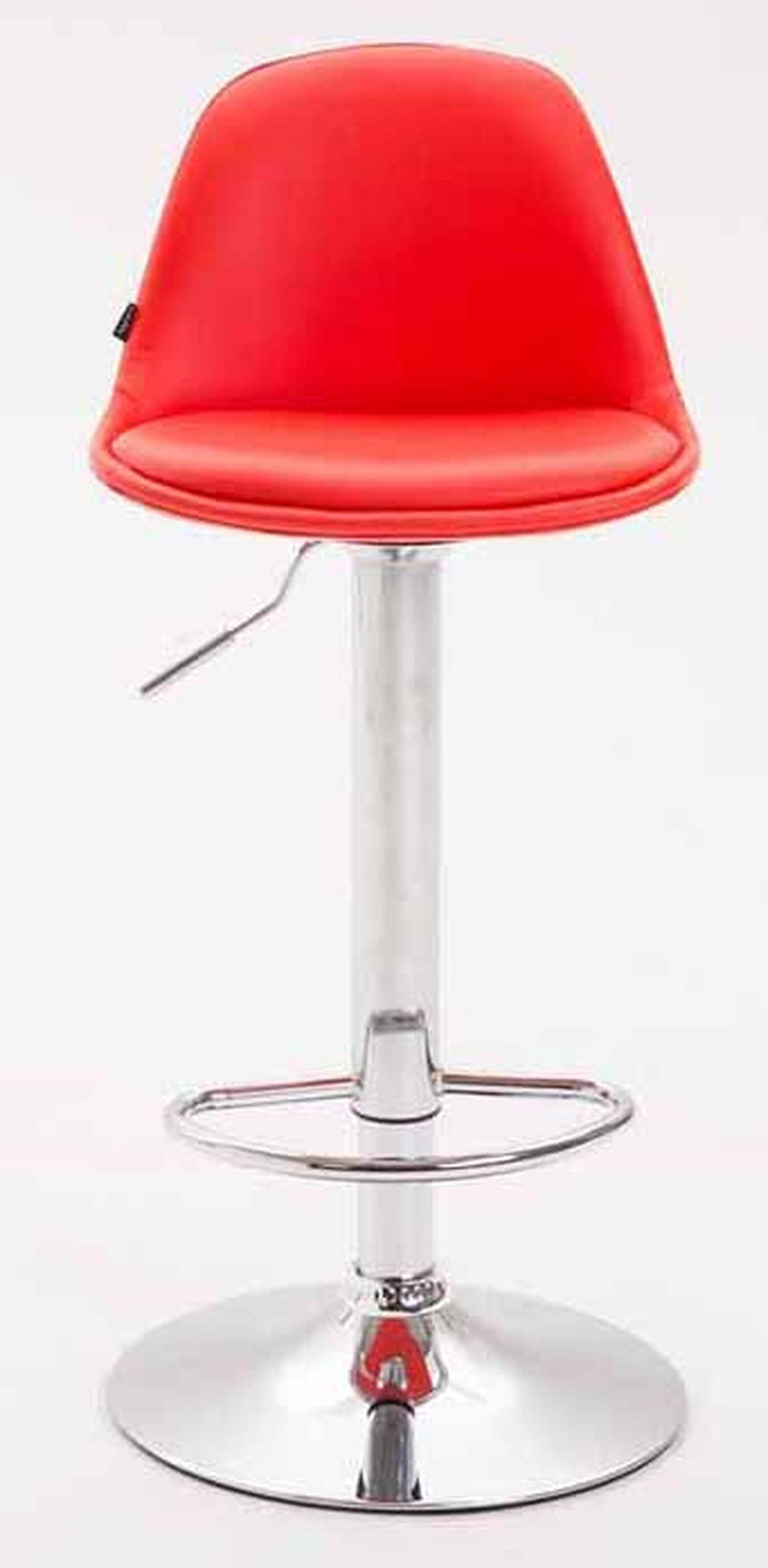 BARHOCKER Kilian, 2er Set, Gestell Metall in Chromoptik, Vollgepolstert, Kunstleder Rot - Chromfarben/Rot, Kunststoff/Textil (39/100/43cm) - TPFLiving