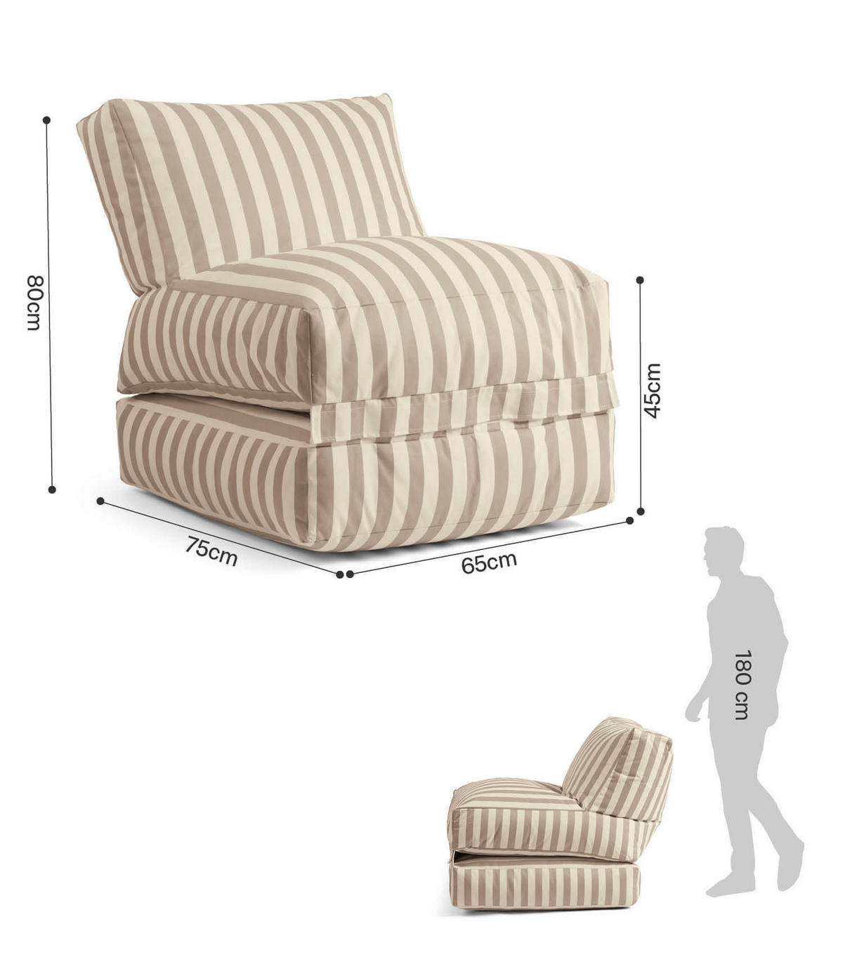 OUTDOOR SITZSACK und Hülle Der Summerdream - Beige, Textil (65/80/75cm) - Mokebo