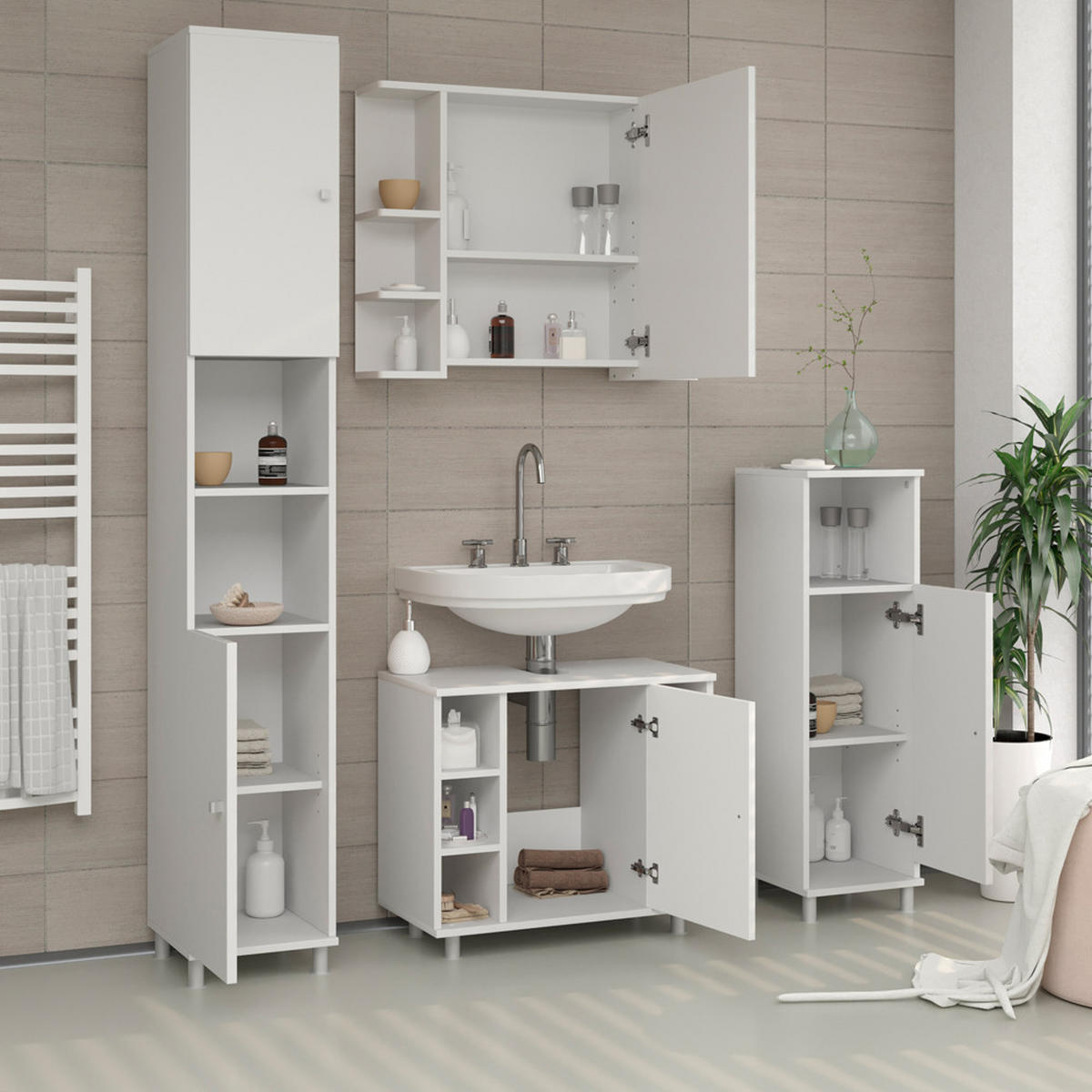 MIDISCHRANK Fynn Weiß 30 x 95 cm - Weiß, Holzwerkstoff (30/95/30cm) - Vicco