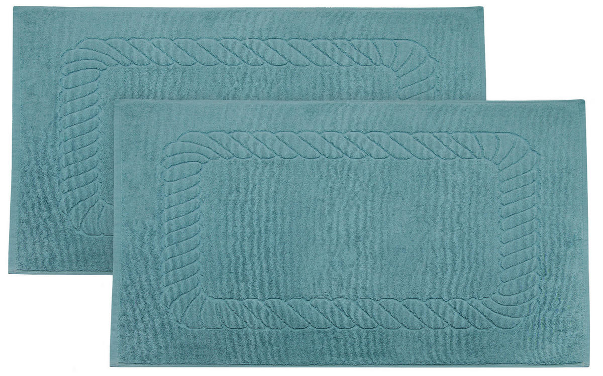 BADEMATTE, 2er-Set, 50x70 cm, 100% Baumwolle, Blau - Petrol, Textil (50/70cm) - Zollner