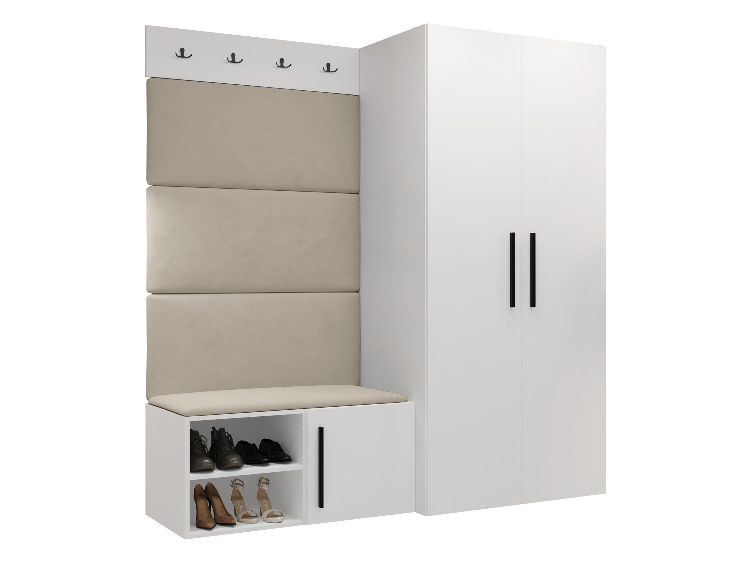 GARDEROBEN-SET Medi I - Beige/Schwarz, Holzwerkstoff/Kunststoff (80/191/50cm) - MIRJAN24