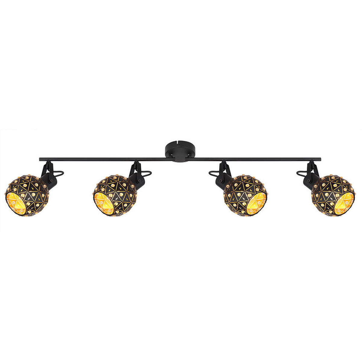 DECKENLEUCHTE Metall Schwarz 4 flammig - Schwarz, Glas (90/12/26cm) - Globo Lighting