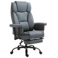 BÜROSTUHL höhenverstellbar Chefsessel Computerstuhl mit Fußstütze 360° PU - Grau, Leder (80/126/68cm) - Vinsetto
