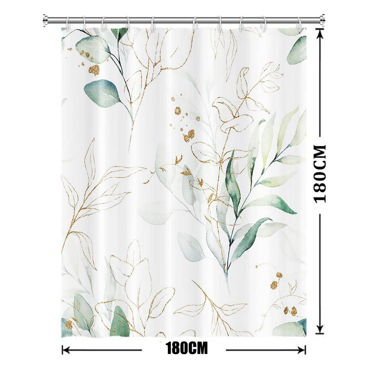 DUSCHVORHANG botanisch Muster 180 x 180 cm schimmelresistent wasserdicht blickdicht waschbar - Weiß, Textil (180/180cm) - MCBOSON