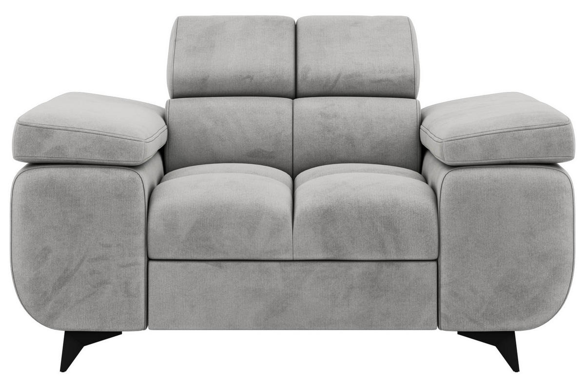 SESSEL NIDELLO - Hellgrau Velvet - Hellgrau/Schwarz, Textil/Metall (130/70/97cm) - MKS