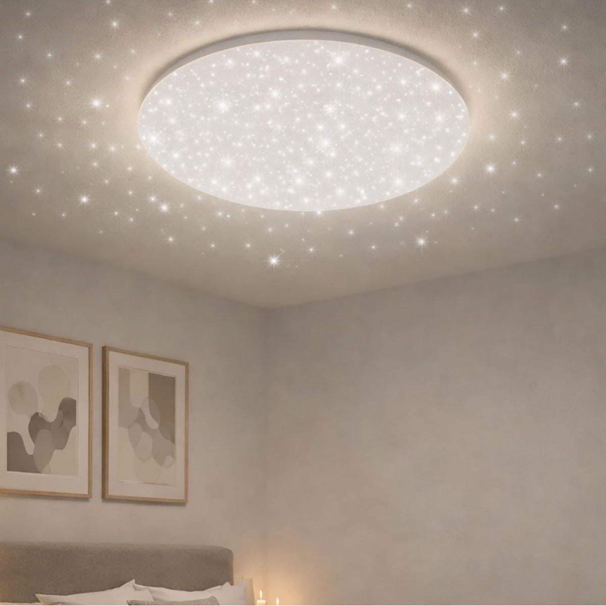 LED DECKENLEUCHTE Metall Weiß Sternenhimmel Effekt - Weiß, Metall (29/9.2/9.5cm)