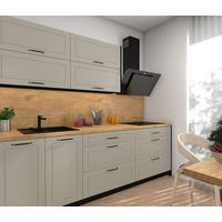 KÜCHENZEILE Kvantum Schwarz / Vanille Matt 240 / 51,6 / 207cm (Blum Teilauszug) - Creme/Schwarz, Holzwerkstoff/Metall (240/207/51.6cm) - Feldmann-Wohnen