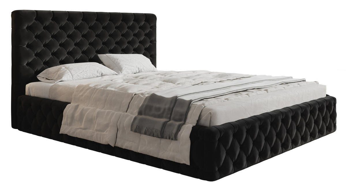 POLSTERBETT 180x200 mit Lattenrost Furis, Glamour, Schwarz - Schwarz, Holz/Textil (180/200cm) - Emporius