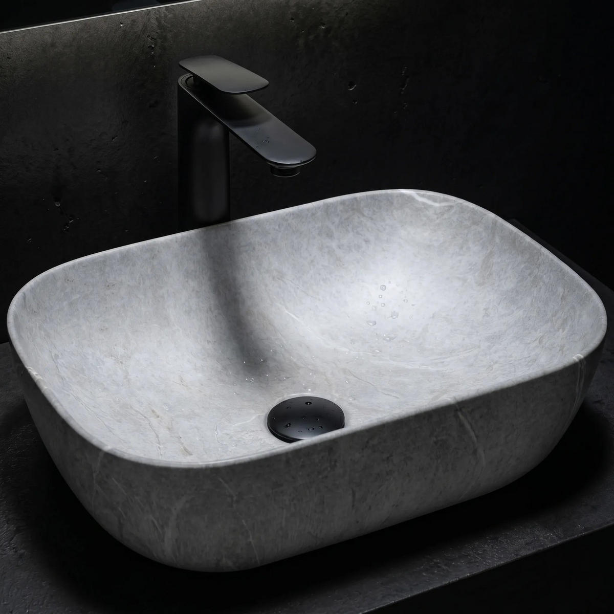 AUFSATZWASCHBECKEN Rea Livia Grey - Grau, Keramik (33.5/13.5/46.5cm) - REA
