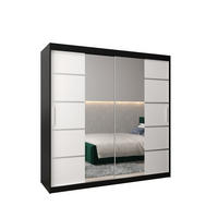 SCHWEBETÜRENSCHRANK 200/200/62 2-türig - Silberfarben/Schwarz, Holz/Kunststoff (200/200/62cm) - MÖBEL KRYSPOL