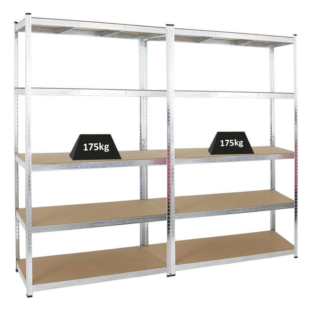 KELLERREGAL Gorilla 2er-Set mit 2x 200x120x50 cm Fachlast 175 kg Verzinkt - Silberfarben, Metall (120/200/50cm) - PROREGAL