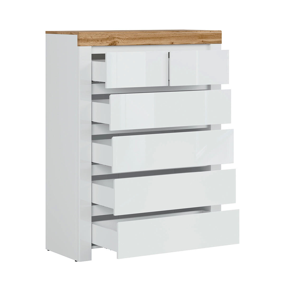 KOMMODE Hella Weiß und Holz - Weiß, Holzwerkstoff (98/130/42cm) - Petits-meubles