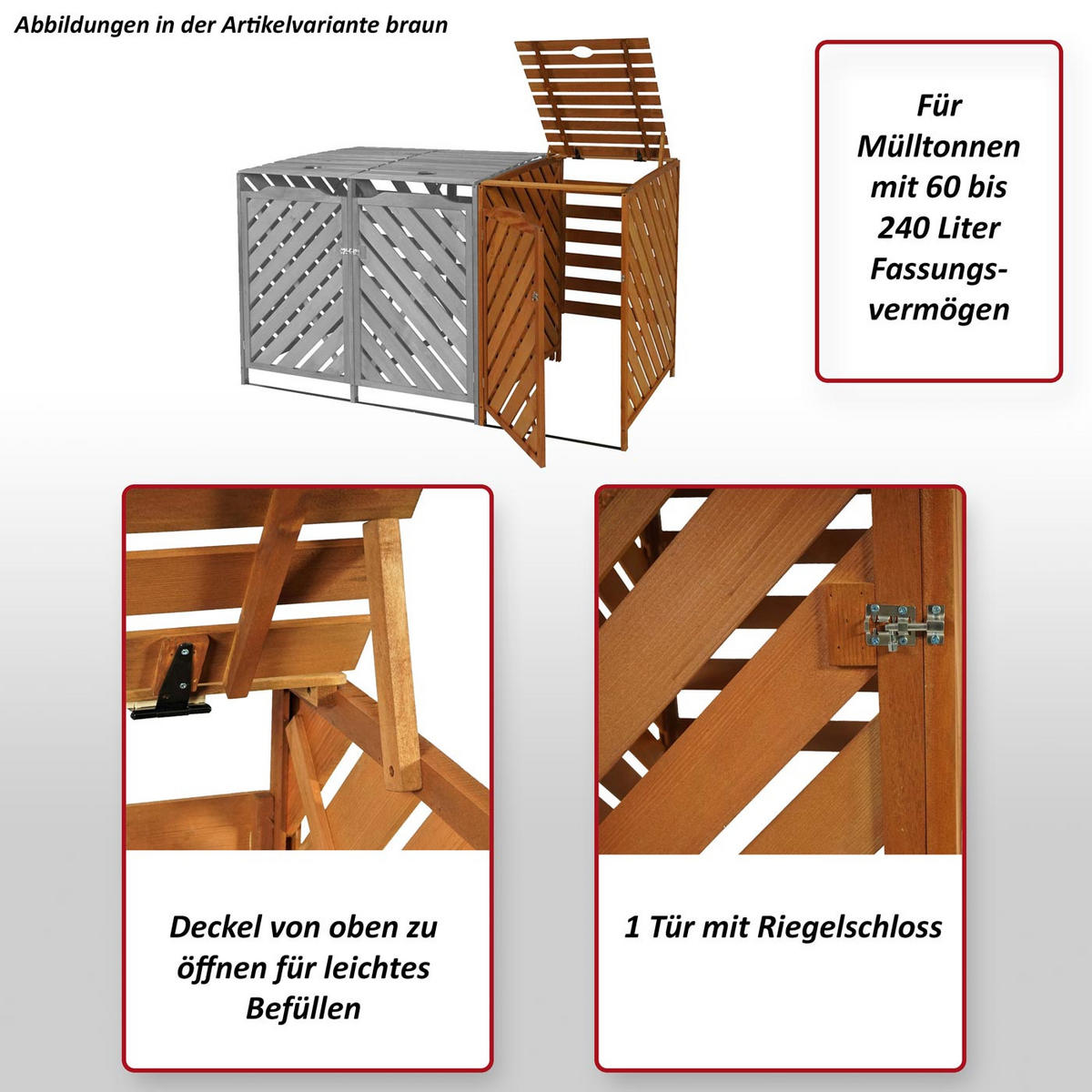 MÜLLTONNENBOX ERWEITERUNG Grau - Grau, Holz (68/120/98cm) - MCW