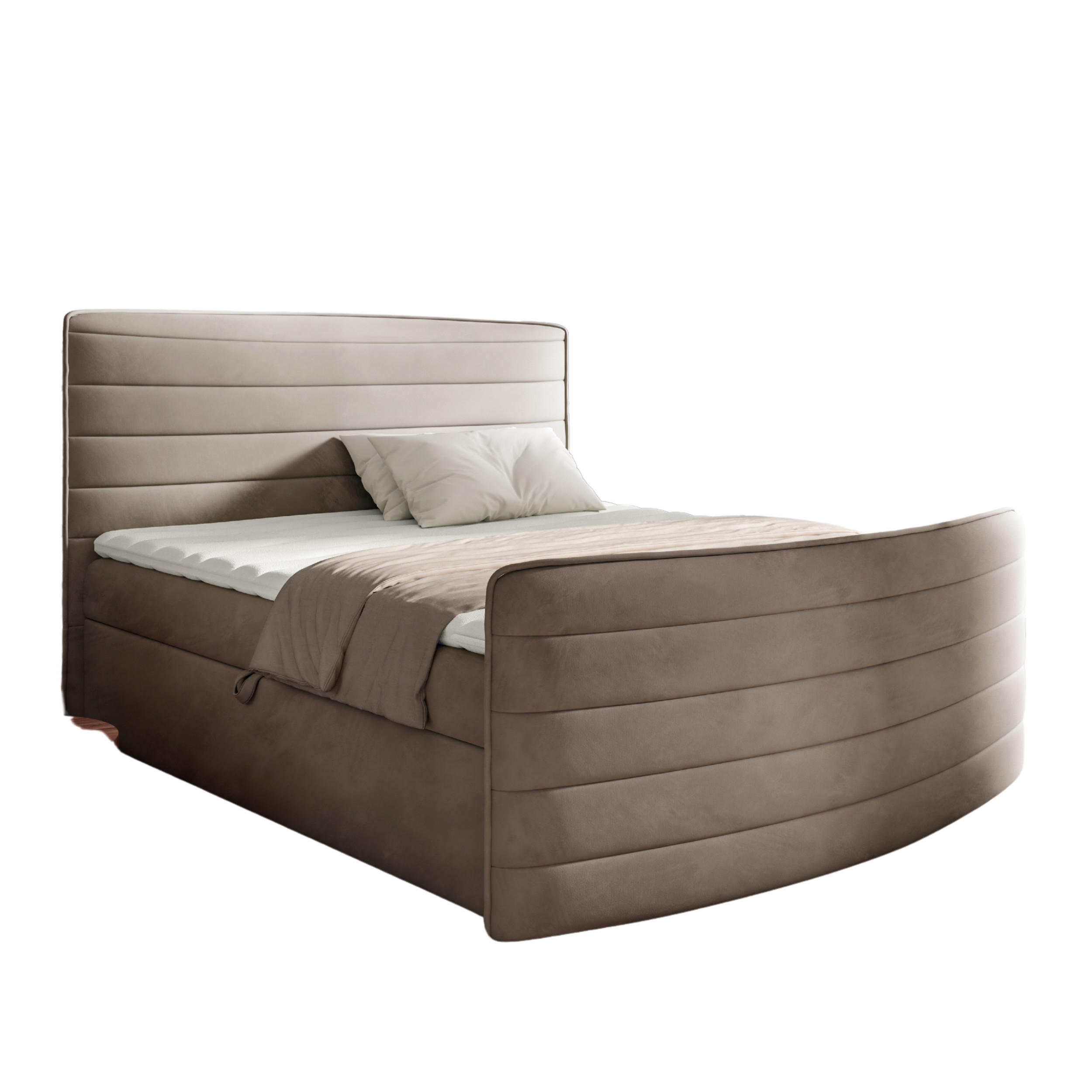 BOXBETT 160 x 200 cm mit Bonell-Federkernmatratze H3 - Cappucino - CLEO - Cappuccino, Textil (160/200cm) - AN-Moebel 4u