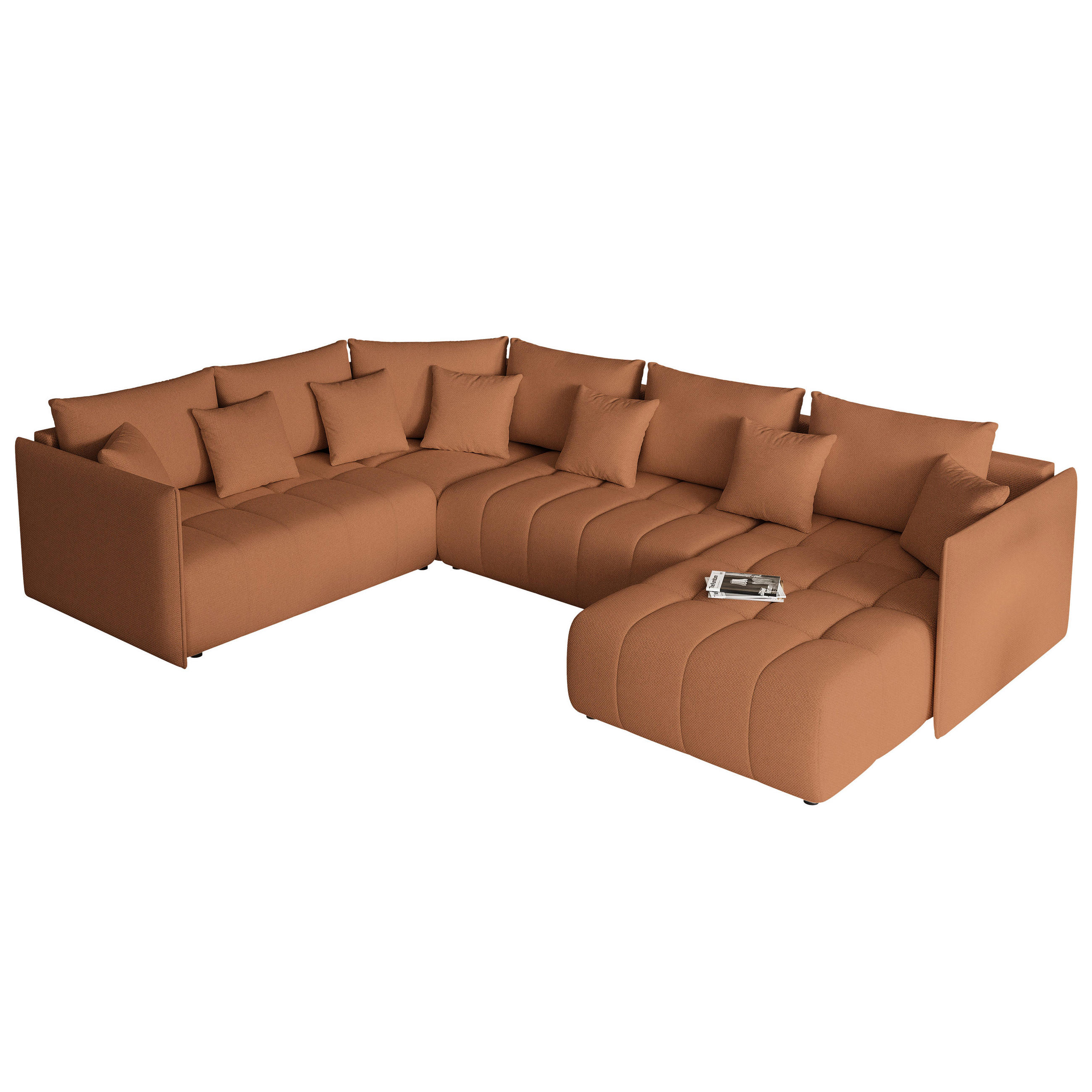 WOHNLANDSCHAFT LORISSE mit Schlaffunktion und Bettkasten Orange - Orange, Holzwerkstoff/Kunststoff (300/85/90cm) - Idohome