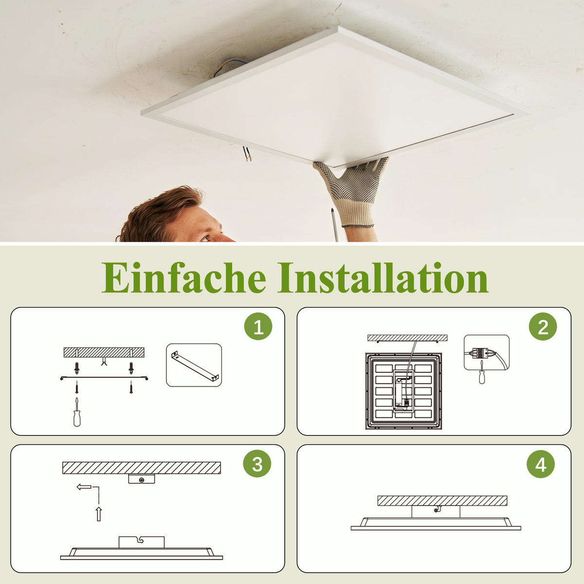 LED DECKENLEUCHTE Zovric 44.5/44.5/5 cm - Weiß, Kunststoff/Metall (44.5/44.5/5cm) - ZMH