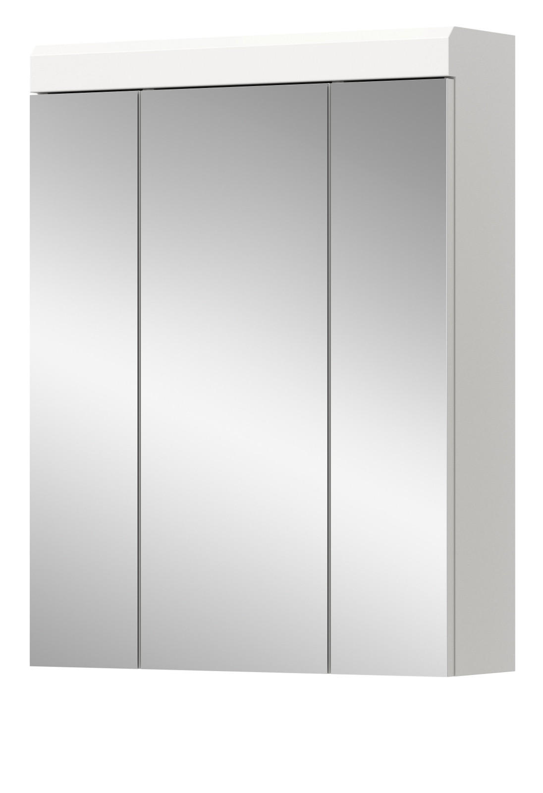 SPIEGELSCHRANK weiß Hochglanz 60 cm, Badschrank 3-türig - Weiß Hochglanz/Silberfarben, Glas/Holzwerkstoff (60/79/18cm) - Inn.Furn