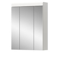 SPIEGELSCHRANK weiß Hochglanz 60 cm, Badschrank 3-türig - Weiß Hochglanz/Silberfarben, Glas/Holzwerkstoff (60/79/18cm) - Inn.Furn