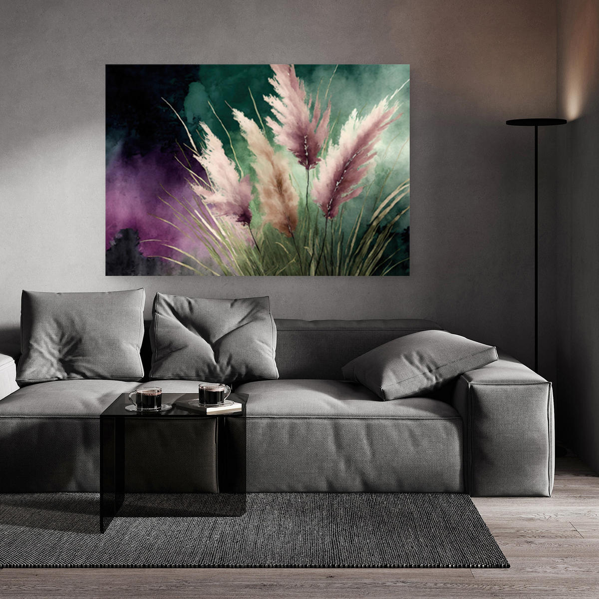 WANDBILD pampasgras botanik abstrakt - Lila, Textil (60/40cm) - Feeby