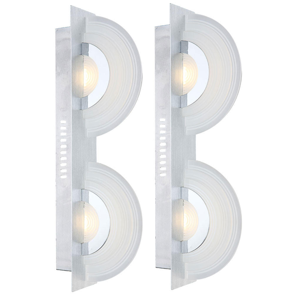 LED WANDLEUCHTE Aluminium Silber 2er Set - Silberfarben, Glas (6/13.7/46cm) - Globo Lighting