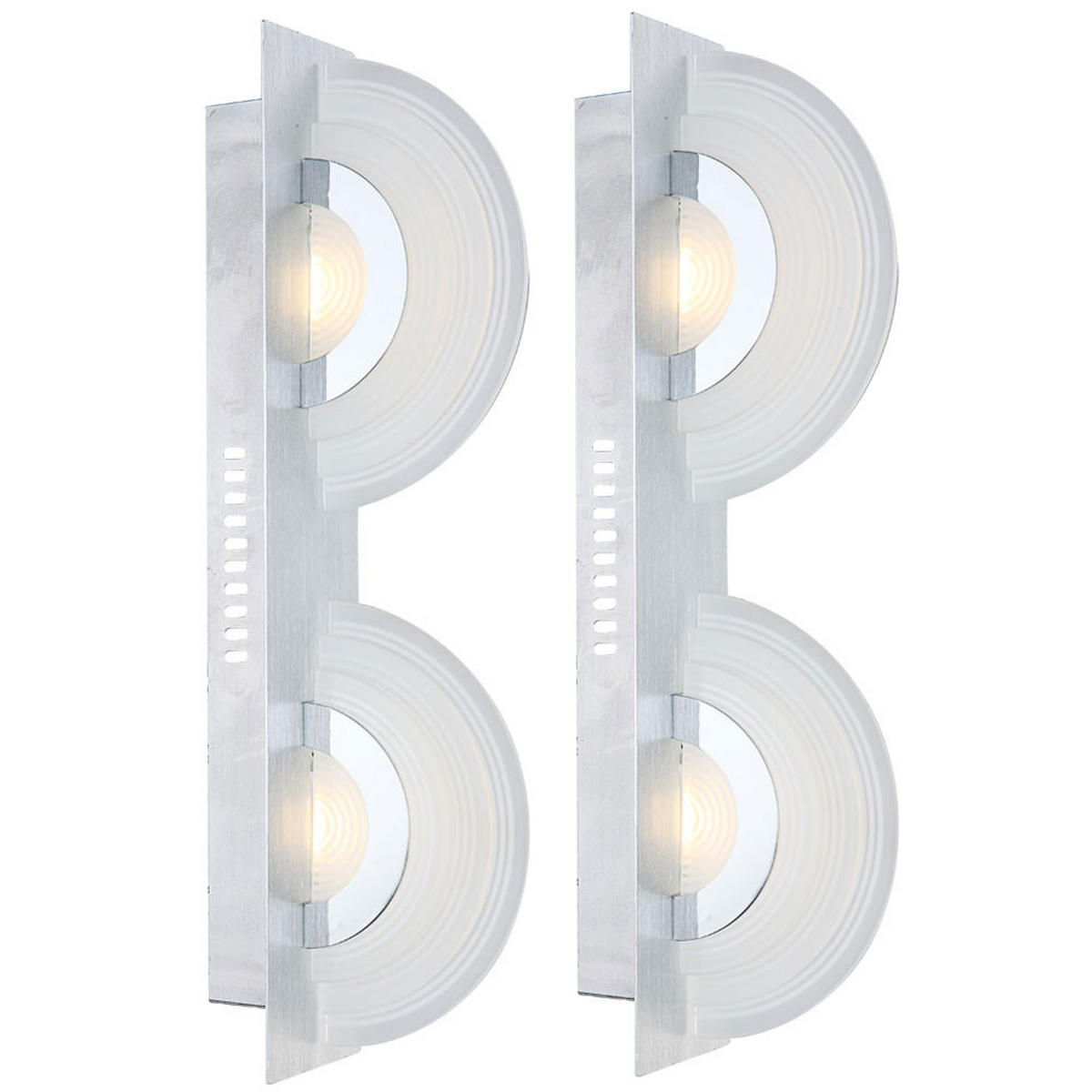 LED WANDLEUCHTE Aluminium Silber 2er Set - Silberfarben, Glas (6/13.7/46cm) - Globo Lighting
