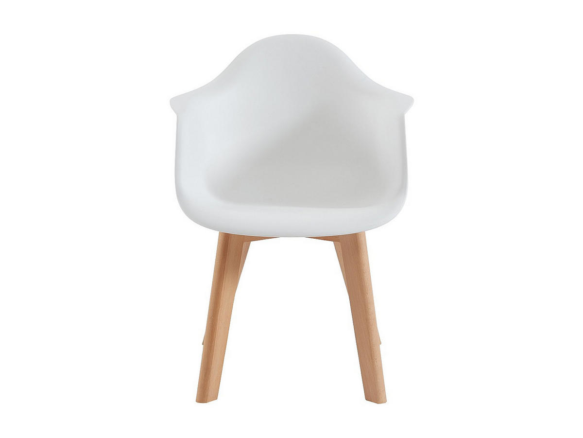 KINDERSTUHL mit Armlehnen 2er-Set - Polypropylen & Buche - Weiß - POUPPINETTE - Weiß, Kunststoff (41.5/57/41.5cm) - Vente-Unique