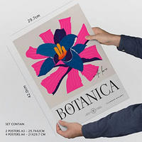 POSTER Set Mit 6 Blumen Rosa Explosionen Natur Und Botanikdrucke Für Innenarchitektur A3 & A4 Weißer Rahmen - Weiß, Papier (29/3cm) - Nacnic