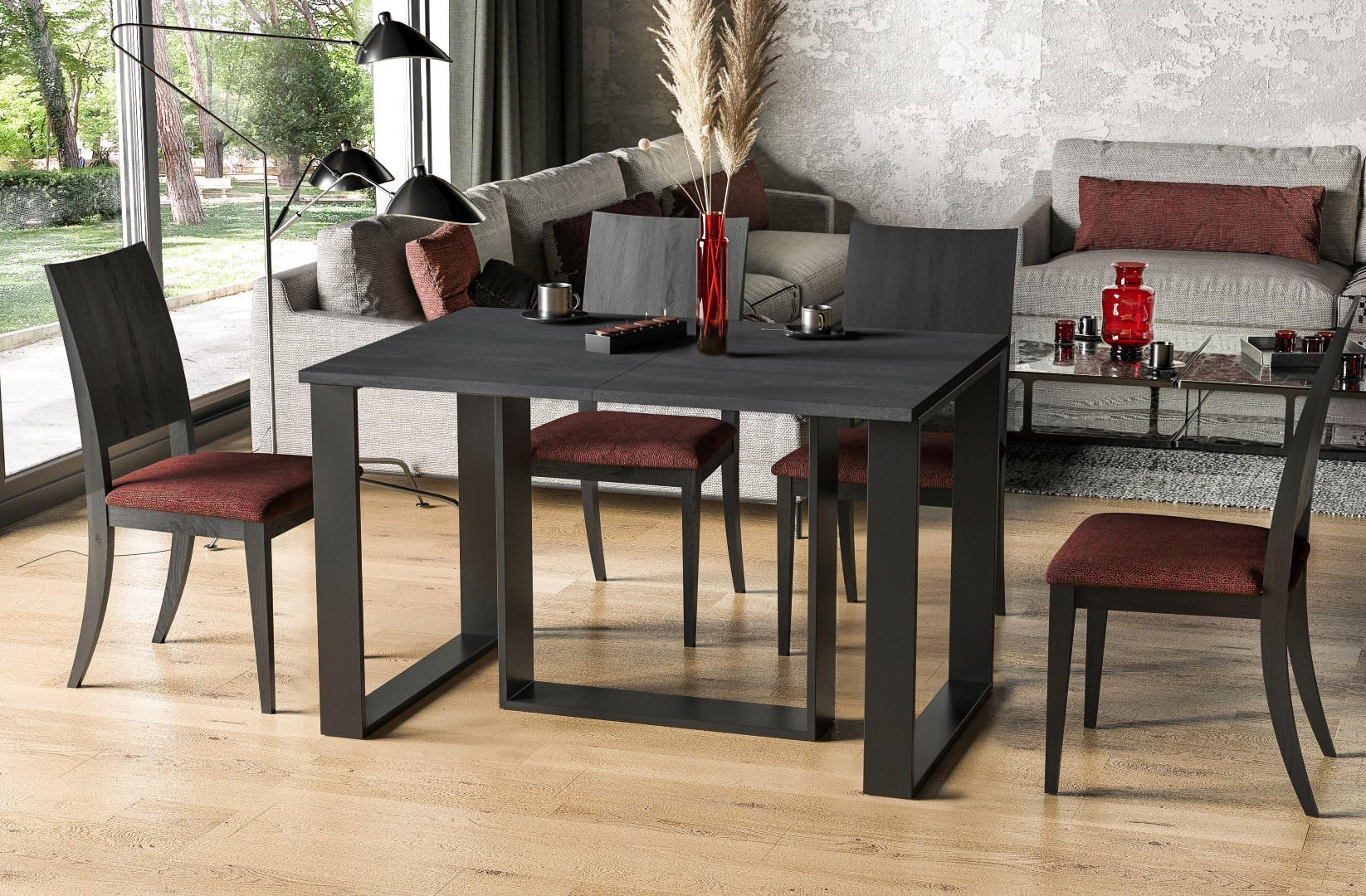 ESSTISCH Borys ausziehbar bis 210 cm - Graphitfarben, Holzwerkstoff (130/80/76cm) - Endo-Moebel