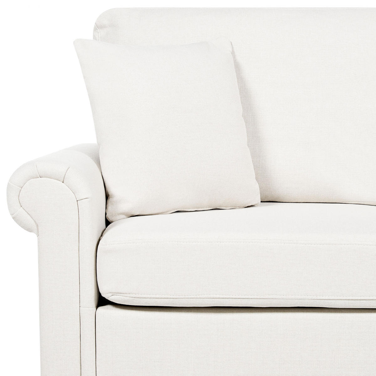 2-SITZER-SOFA cremeweiß Ginnerup - Dunkelbraun/Weiß, Textil (154/84/76cm) - Beliani