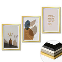 WANDBILDER 3er Set - 20x30 cm Goldrahmen - Set abstrakter Formen - Goldfarben, Kunststoff (20/30cm) - ArtPrintCave